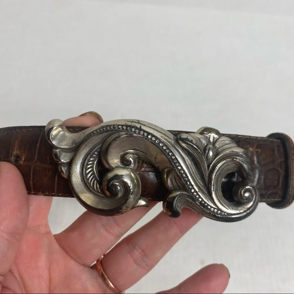 Brighton Brown Belt with Silver Hardwear‎ Small